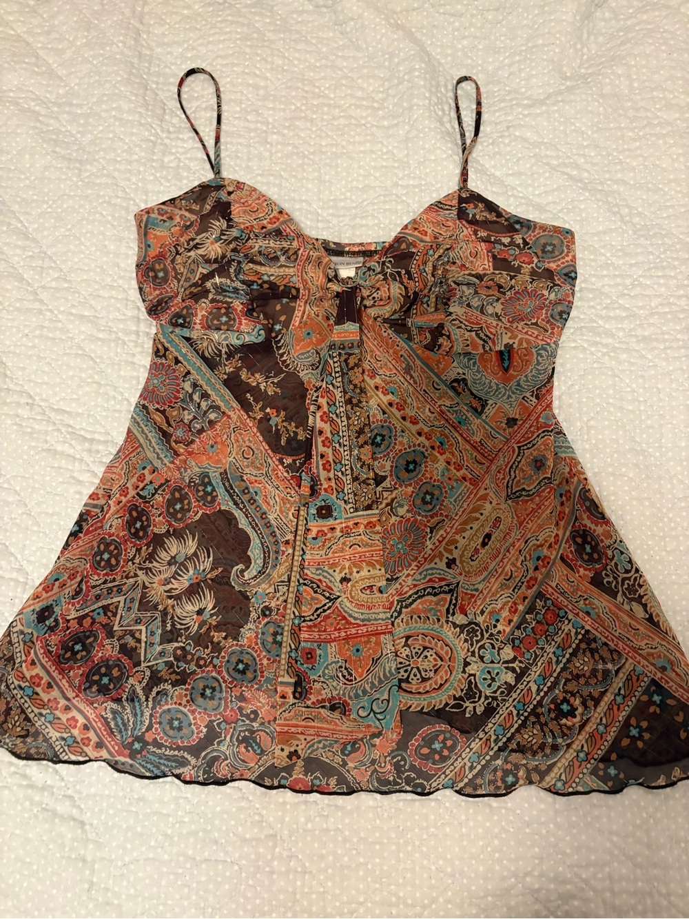 Vintage Fashion Bug Paisley Spaghetti Strap Tank